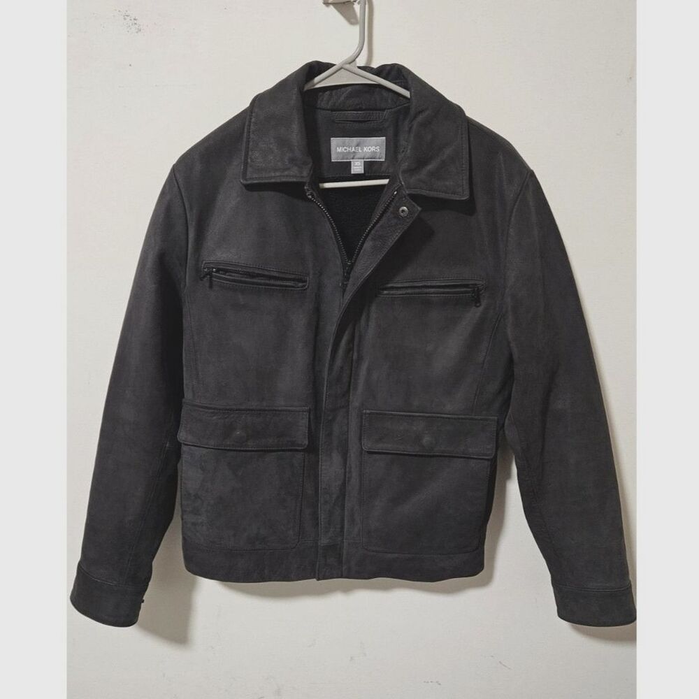 Michael Kors Leather Moto Jacket Distressed Black Size XS/S